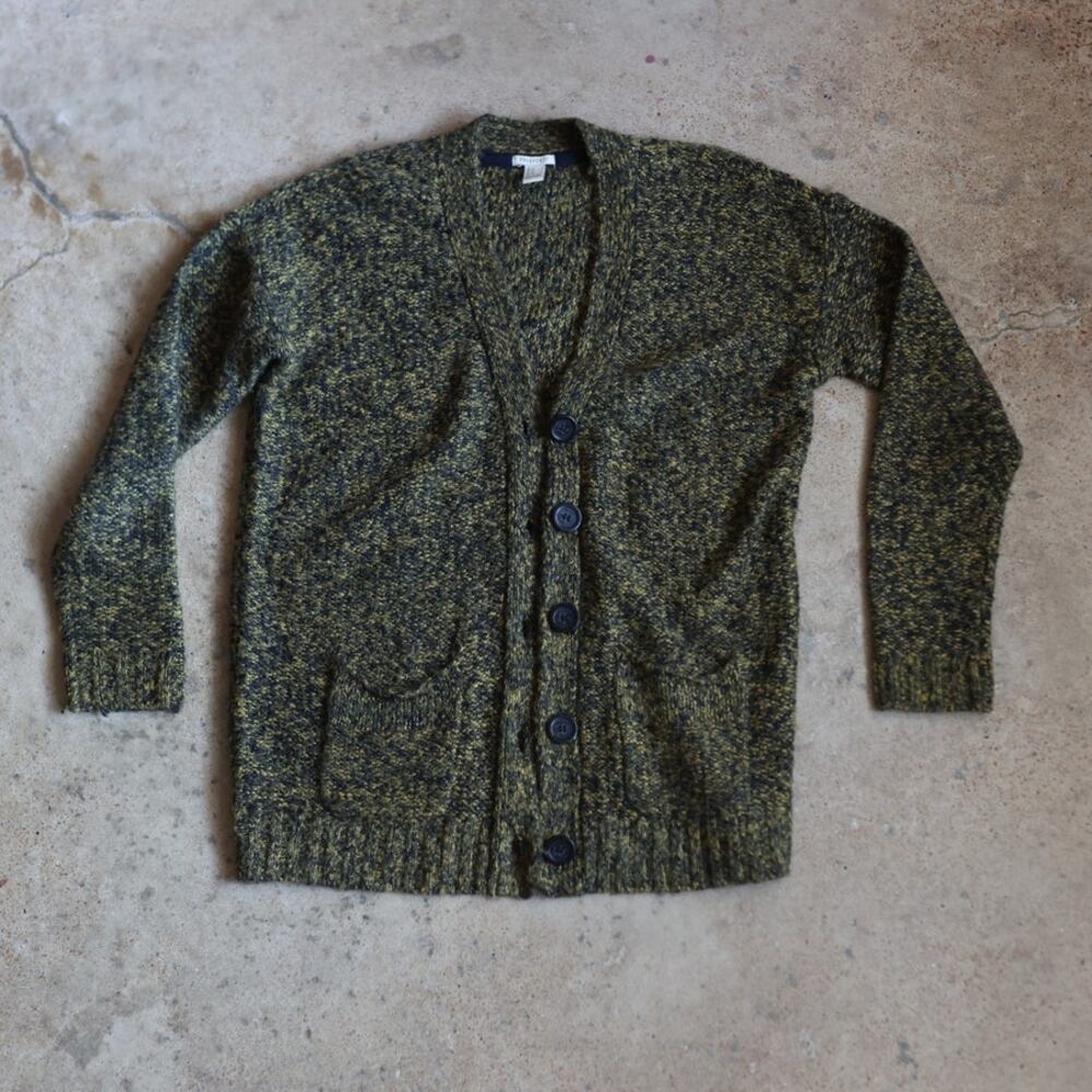 Black & Yellow Marled Knit Cardigan Sweater Grunge Vintage Y2K Fall Autumn
